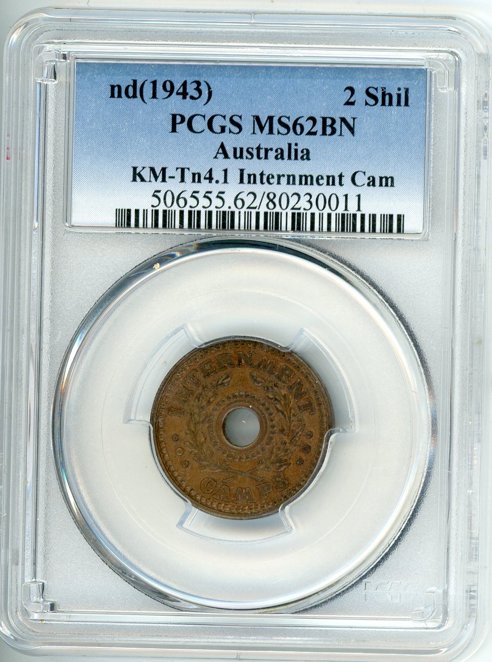 Thumbnail for Internment Camp Two Shillings PGCS Slabbed MS62BN