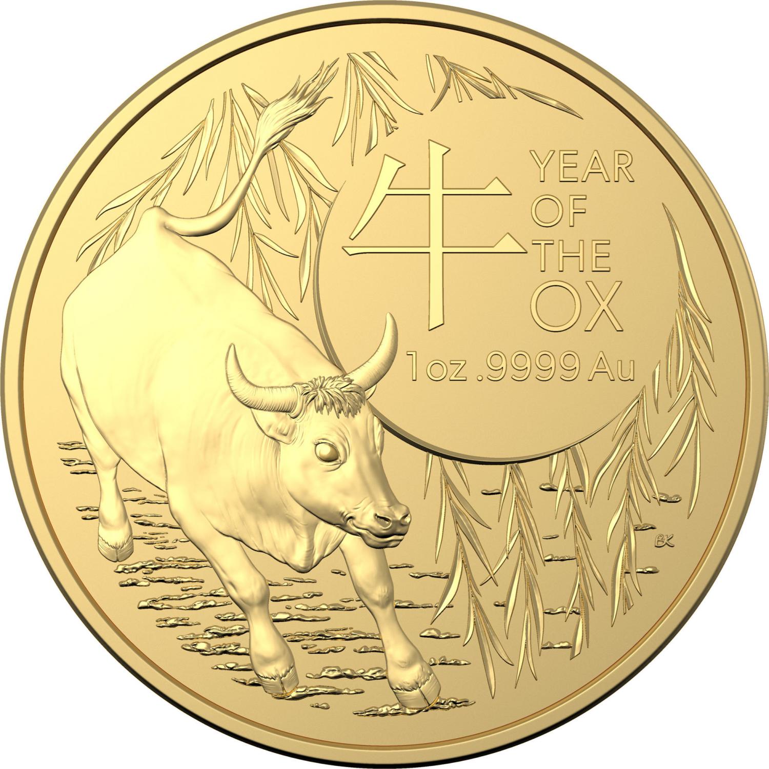 Thumbnail for 2021 $100 Year of the Ox Gold 99.9% Au 1oz Brilliant UNC Coin in Capsule