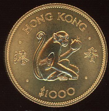 Thumbnail for 1980 Hong Kong $1000 Gold Coin Lunar Year of the Monkey
