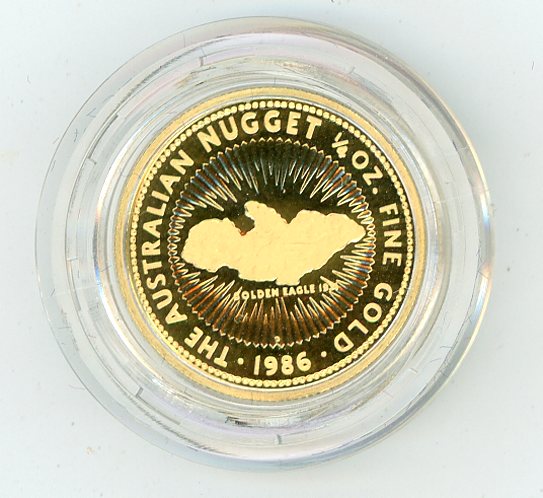 Thumbnail for 1986 Australian One Quarter oz Proof Nugget Coin - Golden Eagle