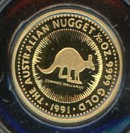 Thumbnail for 1991 One Tenth oz Proof Kangaroo in NAA Melbourne Coin Fair Wallet