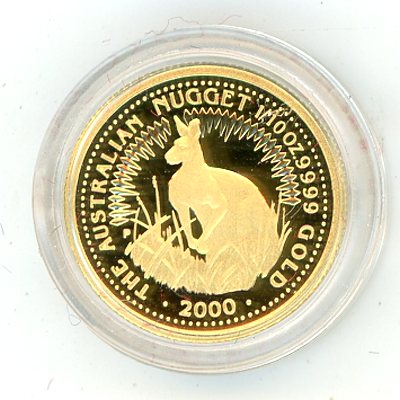 Thumbnail for 2000 One Tenth oz Gold Proof Kangaroo in Capsule