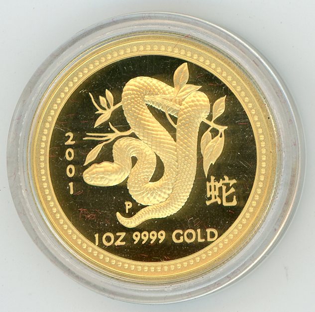 Thumbnail for 2001 Australian 1oz Gold Proof - Year of the Snake Series One