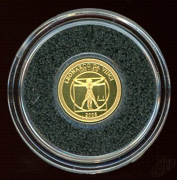 Thumbnail for 2006 Mongolia 0.5 Gram .999 Gold 500 Togrog - Leonardo Da Vinci
