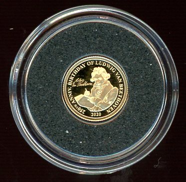 Thumbnail for 2020 Fiji 0.5 Gram .585 Gold One Dollar - 250th Birthday of Ludwig Van Beethoven