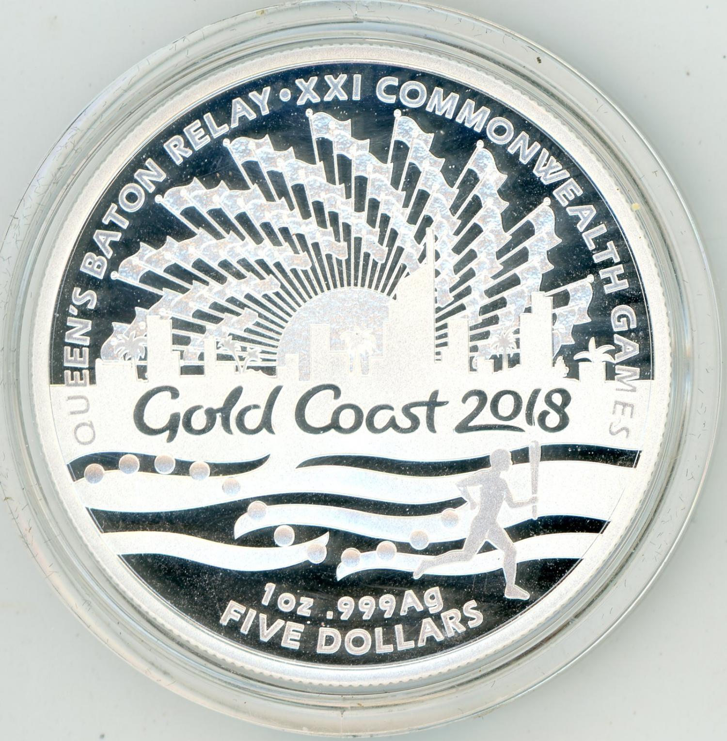 Thumbnail for 2017 Australian One oz Silver Five Dollar in Capsule - Queens Baton Relay