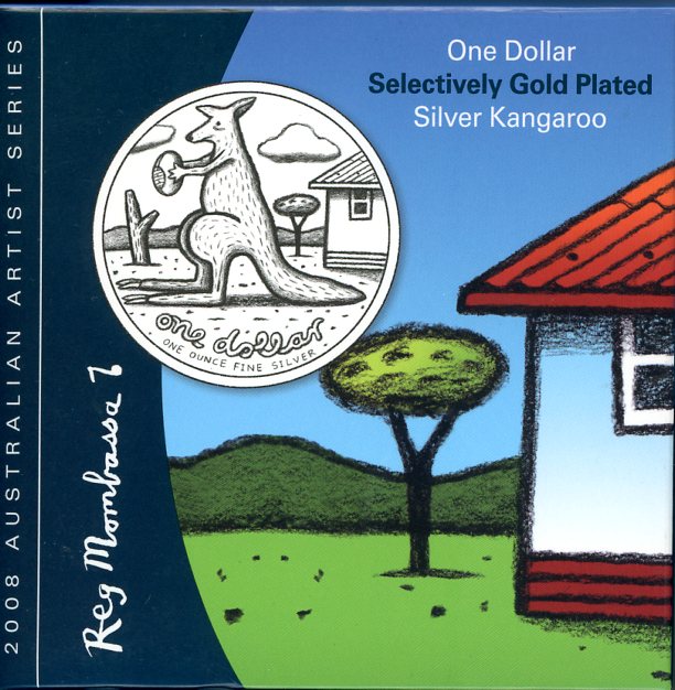 Thumbnail for 2008 1oz Selectively Gold Plated Silver Kangaroo - Reg Mombassa