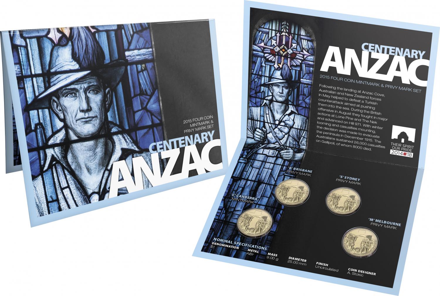 Thumbnail for 2015 Centenary ANZAC 4 Coin Privy Set CBSM