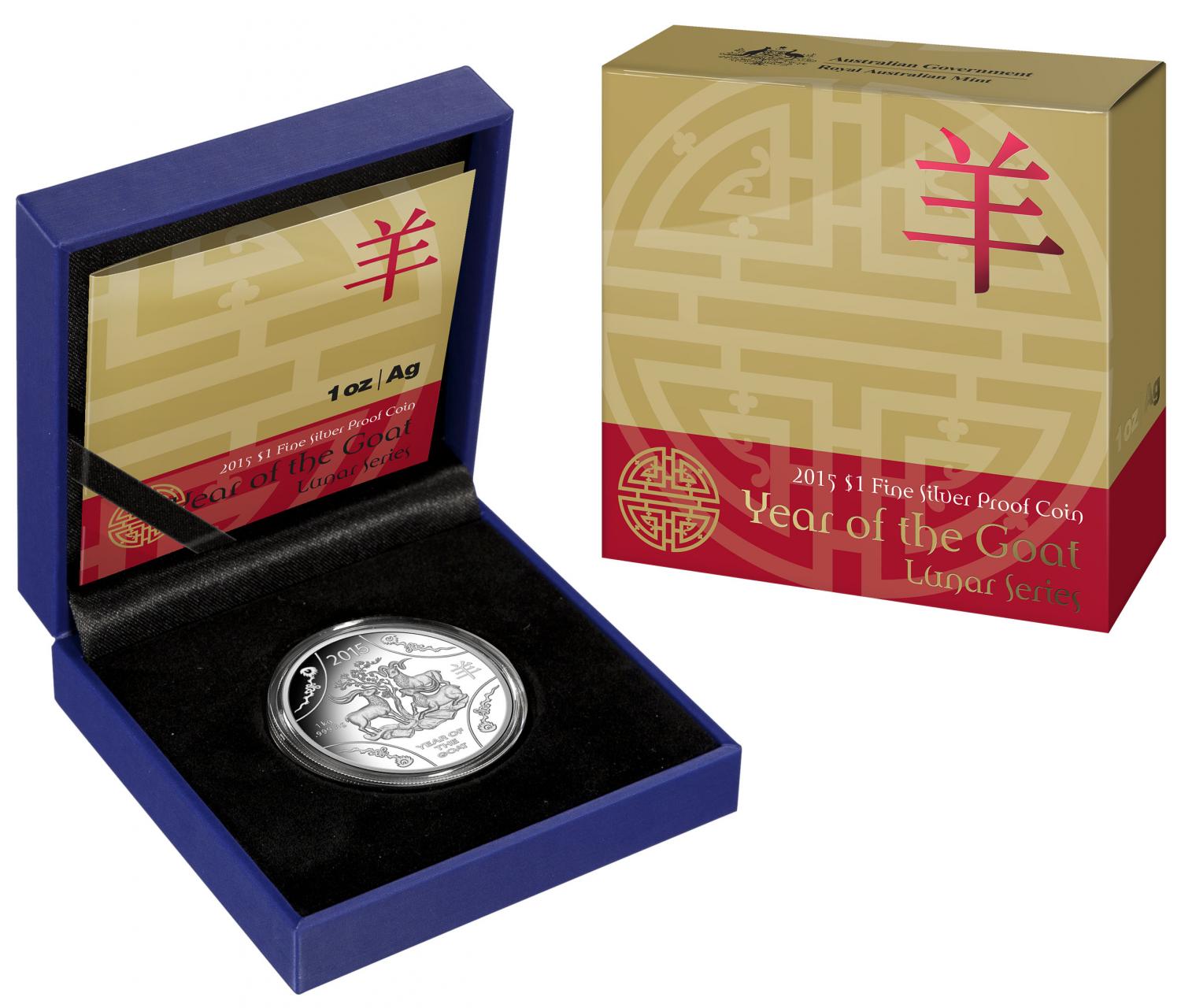 Thumbnail for 2015 Lunar Series - 1oz Year of the Goat $1 Silver Proof Coin