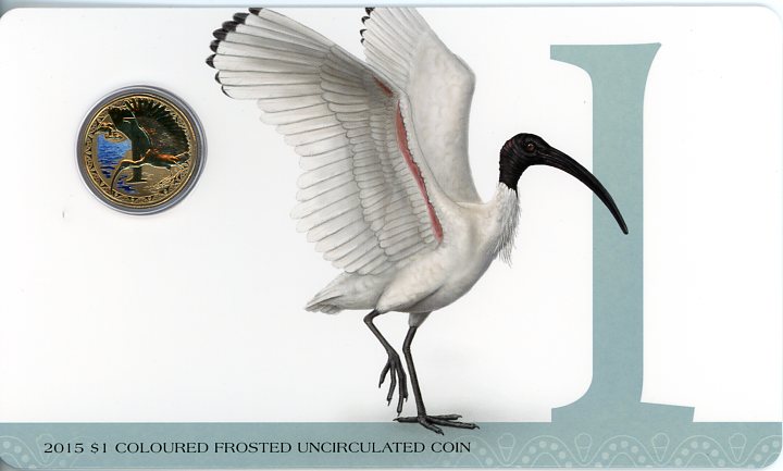 Thumbnail for 2015 $1 Coloured Frosted Alphabet UNC Coin - I Is For Ibis