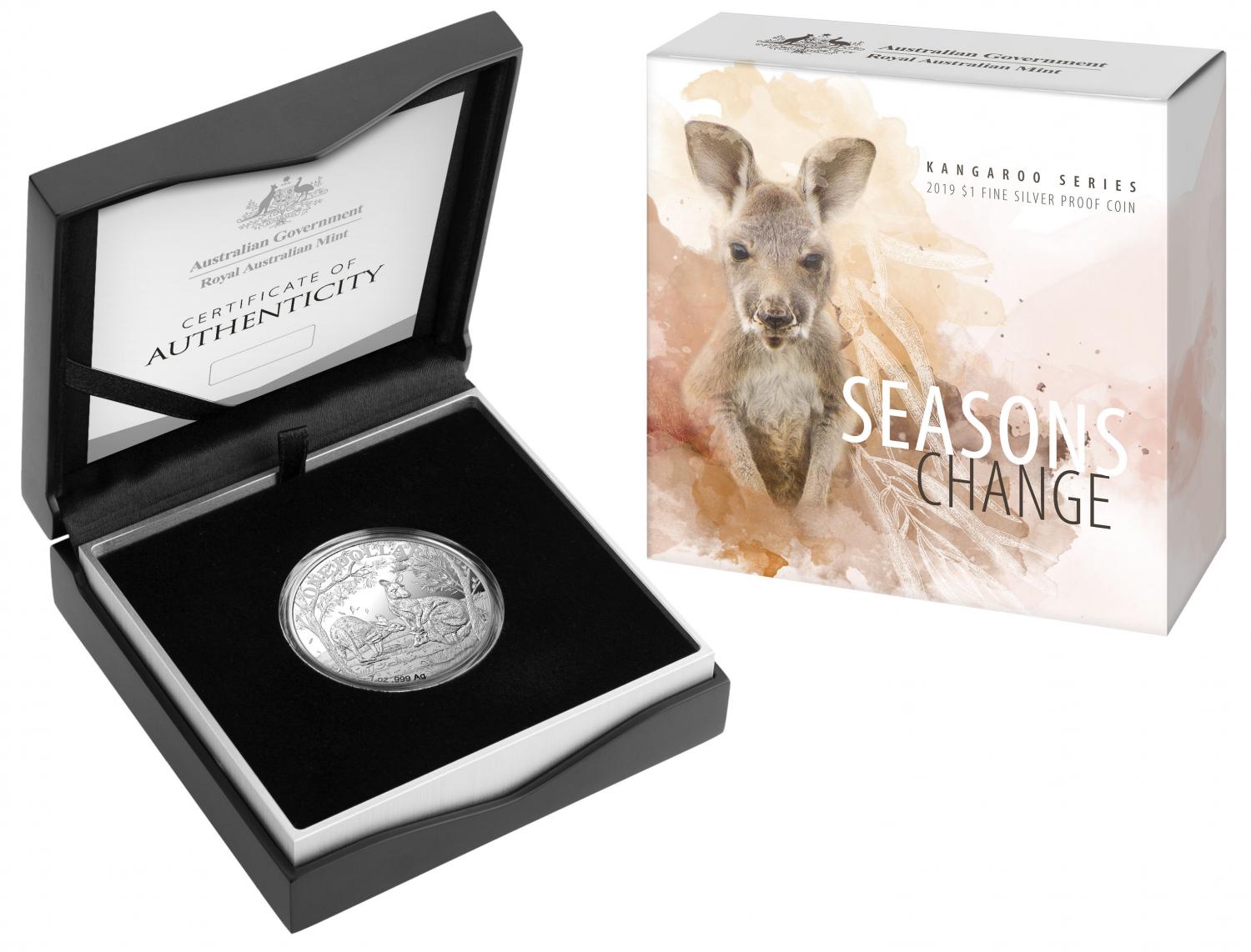Thumbnail for 2019 $1 Fine Silver Proof Coin - Kangaroo Series Seasons Change