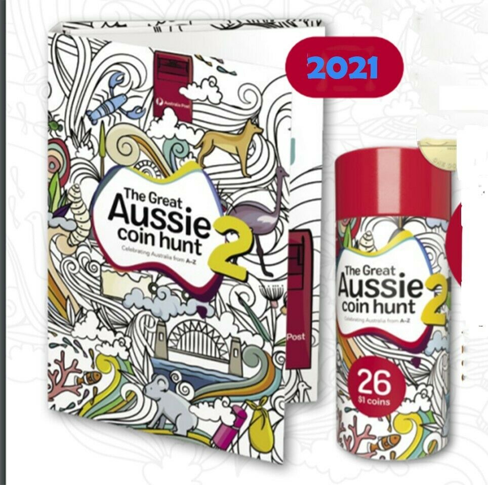Thumbnail for 2021 Great Aussie Coin Hunt 2 - Full Set of 26 Alphabet $1.00 Dollar Coins in UNOPENED Tube plus Folder