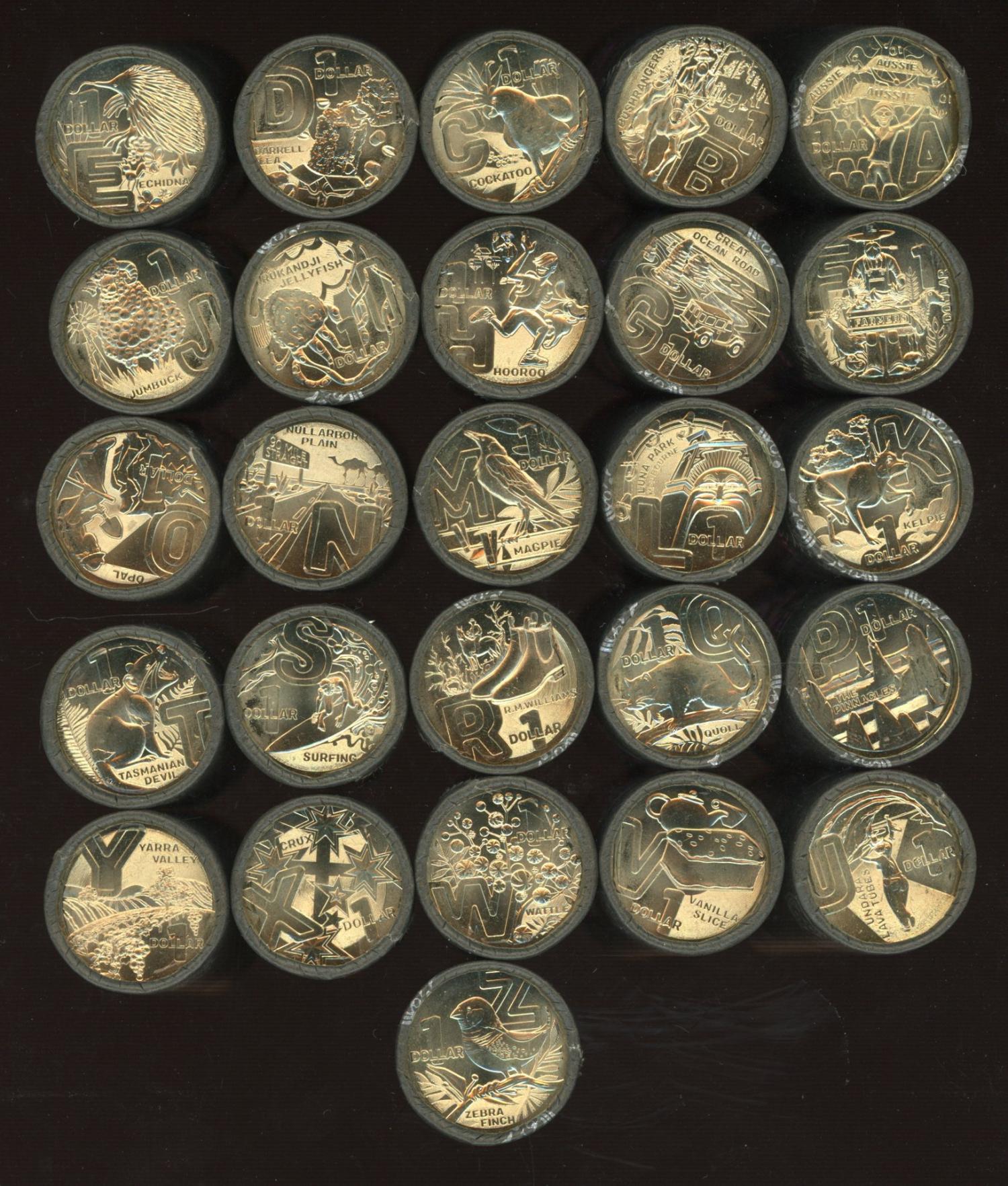 Thumbnail for 2022 Full Set of 26 $1 Rolls of 20 Coins Aussie Alphabet - A to Z Complete UNC