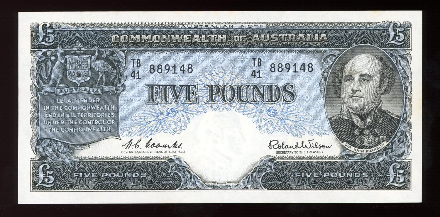 Thumbnail for 1961 Five Pound Banknote Coombs-Wilson aEF - TB41 889148