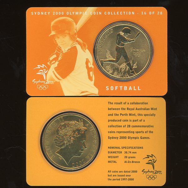Thumbnail for 2000 Sydney Olympics Softball $5 Coin Uncirculated