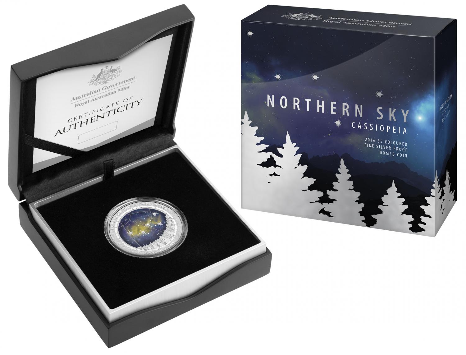 Thumbnail for 2016 Northern Sky Cassiopeia Silver Proof Domed Coin