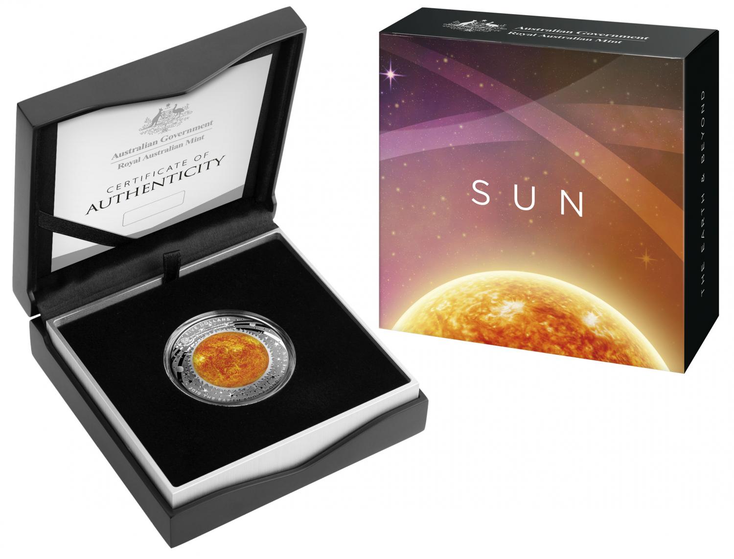 Thumbnail for 2019 $5 Coloured Domed Fine Silver Proof Coin- The Earth & Beyond Series - The Sun