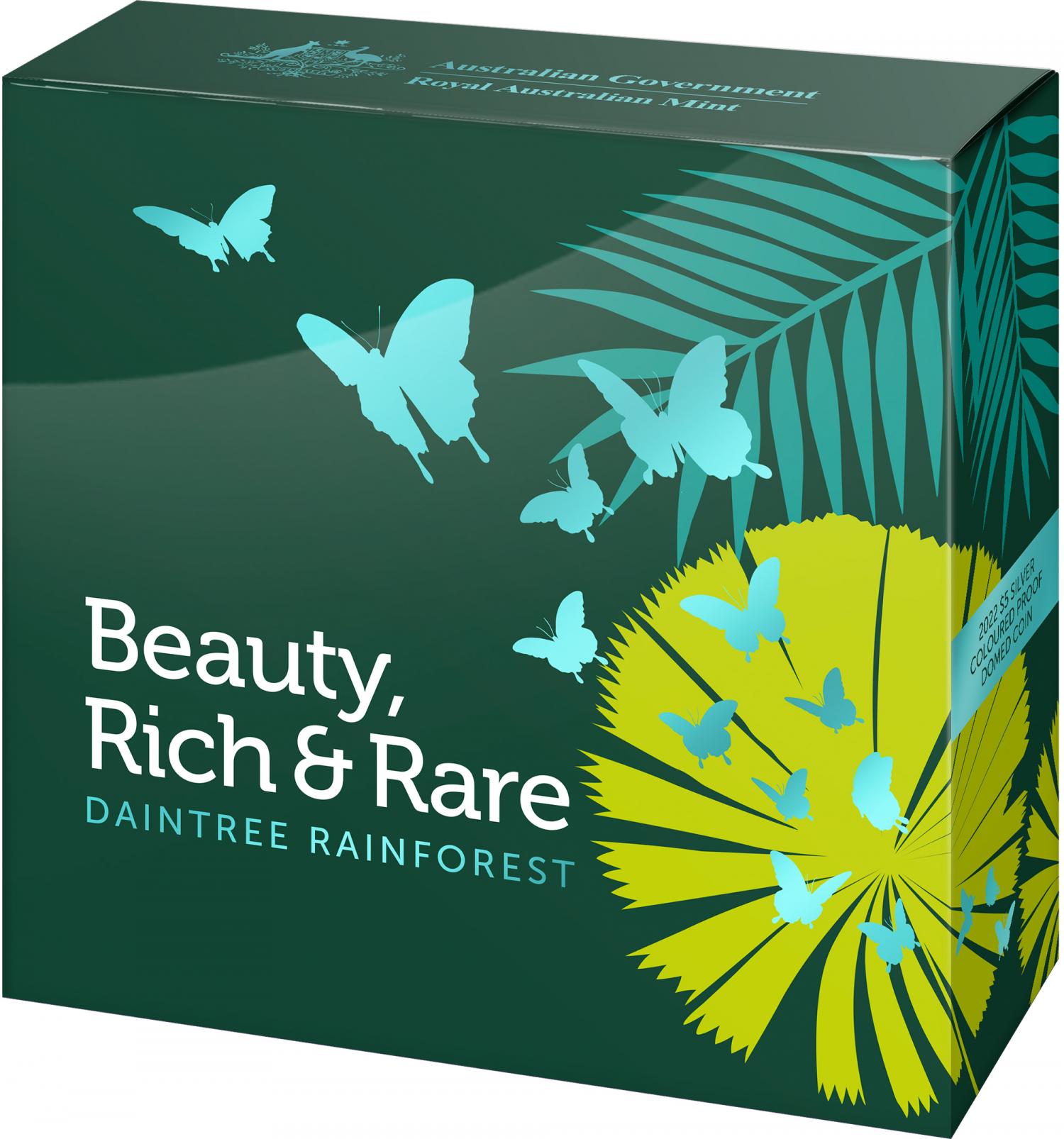 Thumbnail for 2022 $5 Beauty, Rich & Rare - Great Daintree Rainforest Silver 1oz Coloured Proof Domed Coin