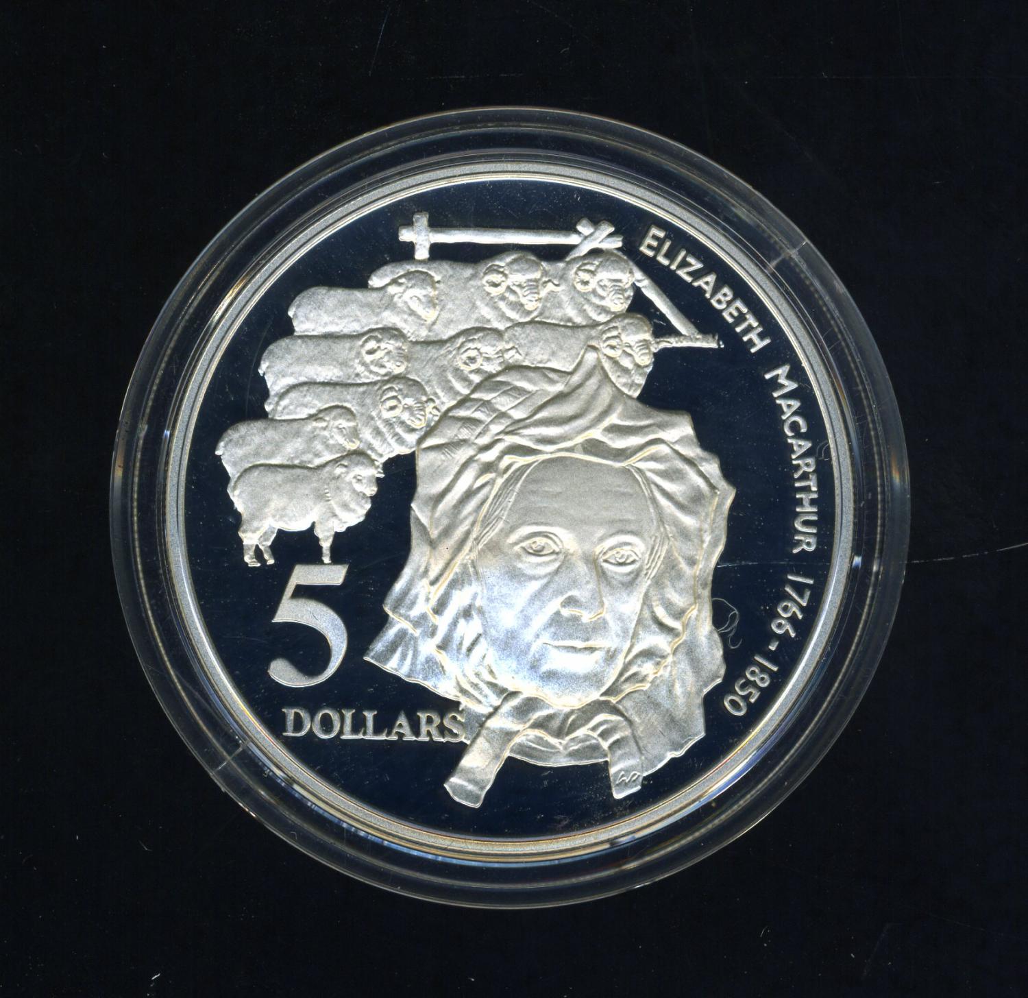Thumbnail for 1995 $5.00 Silver Proof Coin in Capsule from Masterpieces in Silver Set - Elizabeth Macarthur
