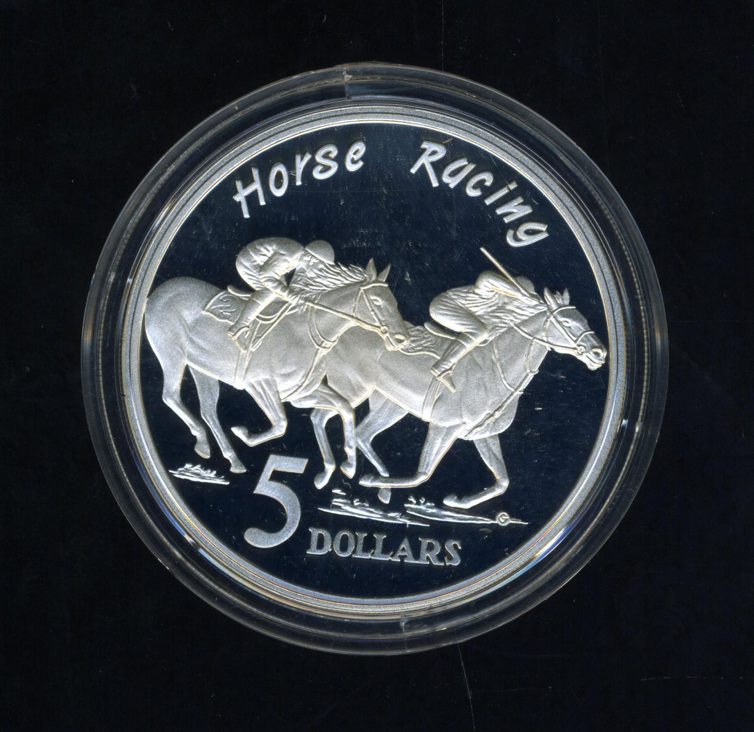 Thumbnail for 1996 Australian $5 Silver Coin From Masterpieces Set - Horse Racing.  The Coin is Sterling Silver and contains over 1oz of Pure Silver.
