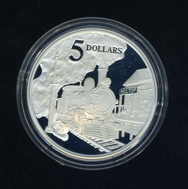 Thumbnail for 1997 Australian $5 Silver Coin from Masterpieces in Silver Set - Steam Train.  The Coin is Sterling Silver and contains over 1oz of Pure Silver.