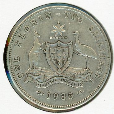 Thumbnail for 1935 George V Australian Florin gFine