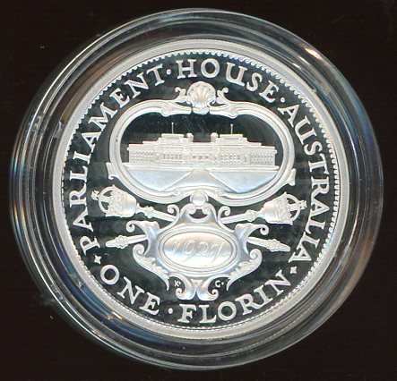 Thumbnail for 1998 Australian Twenty Cent Silver Coin from Masterpieces in Silver Set - 1927 Parliament House Florin Design