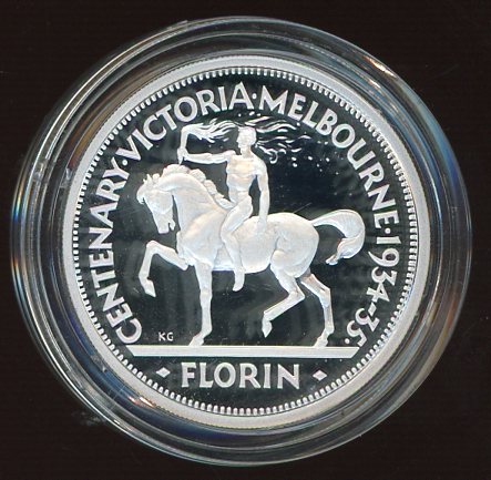 Thumbnail for 1998 Australian Twenty Cent Silver Coin from Masterpieces in Silver Set - 1934-35 Melbourne Centenary Florin Design