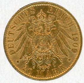 Thumbnail for 1909A German Gold 20 Marks