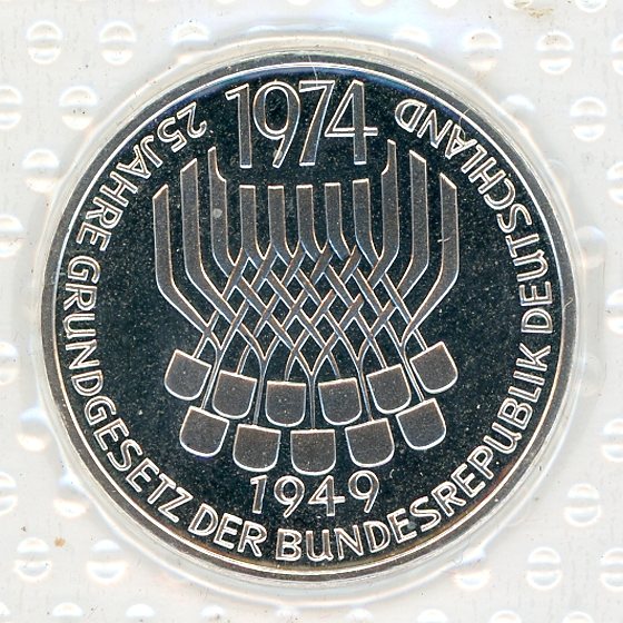 Thumbnail for 1974F German Silver Proof Five Mark Coin
