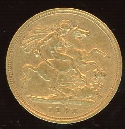 Thumbnail for 1893S Australian Queen Victoria Veil Head Gold Half Sovereign