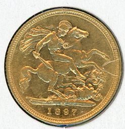 Thumbnail for 1897S Australian Queen Victoria Veil Head Gold Half Sovereign