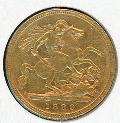 Thumbnail for 1899M Australian Queen Victoria Veil Head Gold Half Sovereign