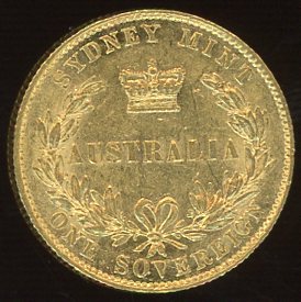 Thumbnail for 1865 Australian Sydney Mint Gold Sovereign Type Two B