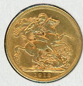 Thumbnail for 1912M Australian George V Gold Sovereign B