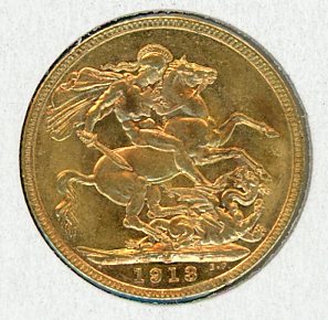 Thumbnail for 1913M Australian George V Gold Sovereign