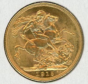 Thumbnail for 1915M Australian George V Gold Sovereign (E)