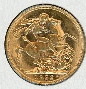 Thumbnail for 1922P Australian George V Gold Sovereign B