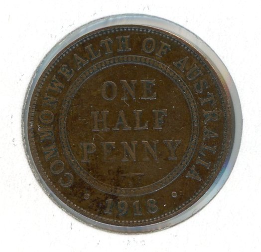 Thumbnail for 1918 Australian Half Penny aF