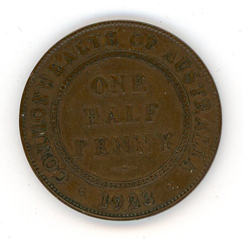 Thumbnail for 1923 Australian Half Penny FINE 