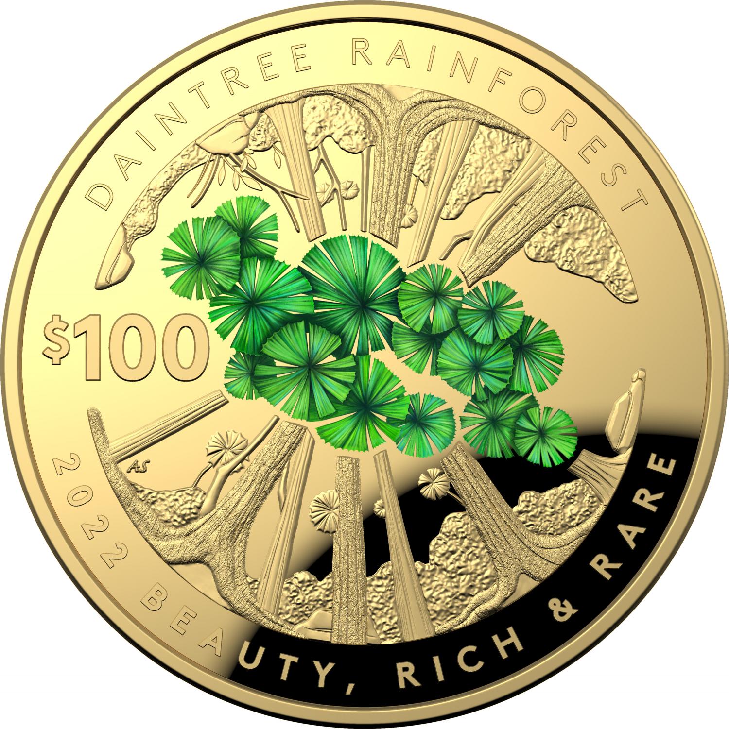 Thumbnail for 2022 $100 Beauty Rich Rare Daintree Rainforest 1oz Gold Proof Coin