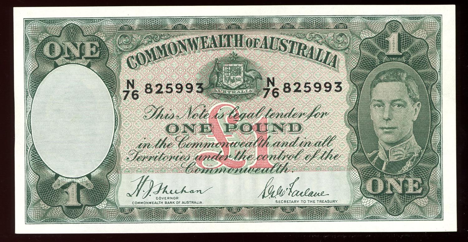 Thumbnail for 1938 One Pound Note Sheehan McFarlane N76 825993 aUNC