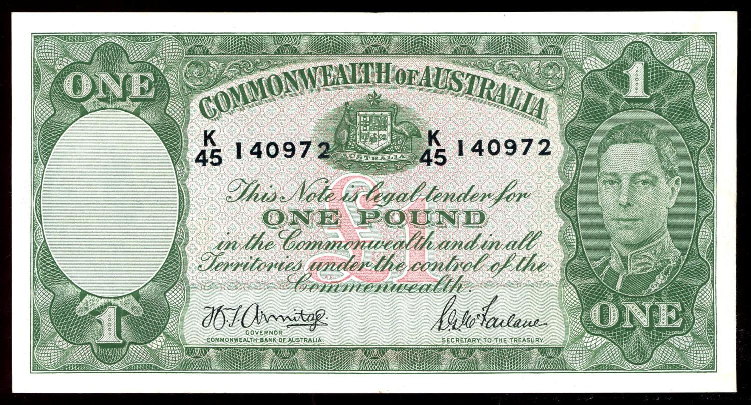 Thumbnail for 1942 One Pound Note Armitage - McFarlane K45 140972 EF