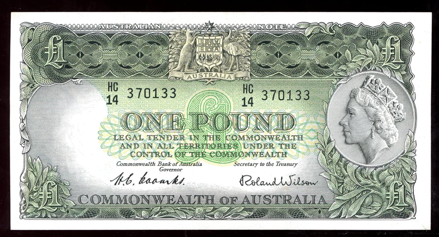 Thumbnail for 1953 One Pound Note Coombs - Wilson HC14 370133 gVF