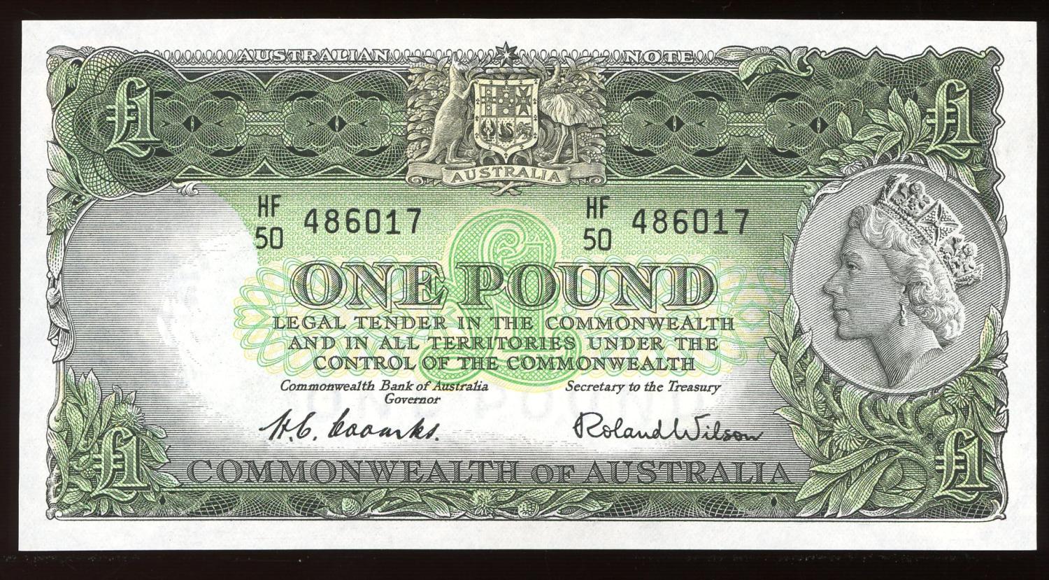 Thumbnail for 1953 One Pound Note Coombs - Wilson aUNC HF50 486017
