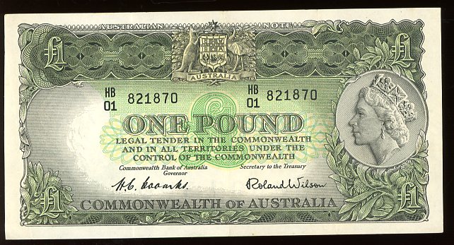 Thumbnail for 1953 One Pound Note Coombs - Wilson EF - HB01 821870 