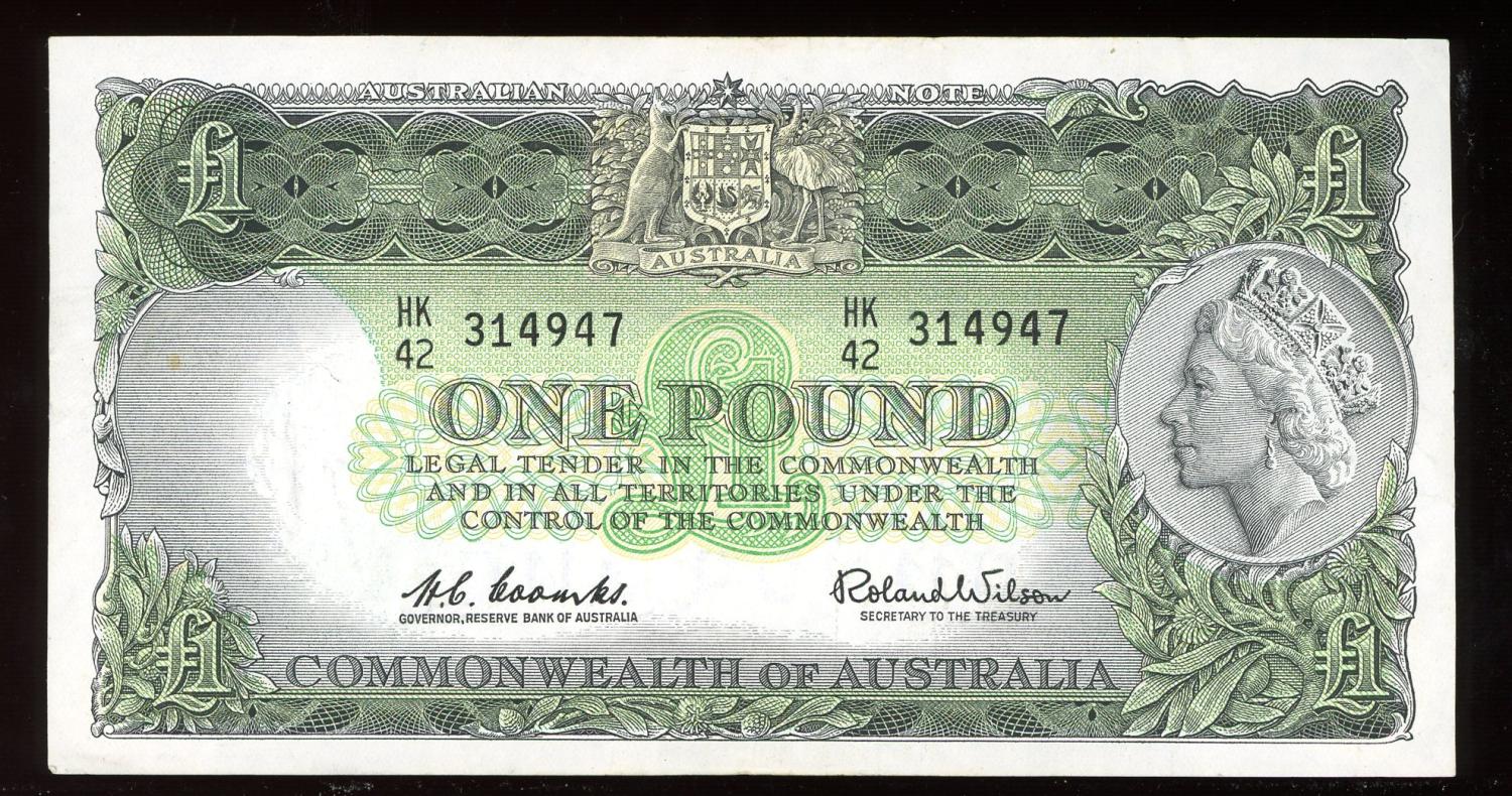 Thumbnail for 1961 One Pound Note Coombs - Wilson HK42 314947 VF