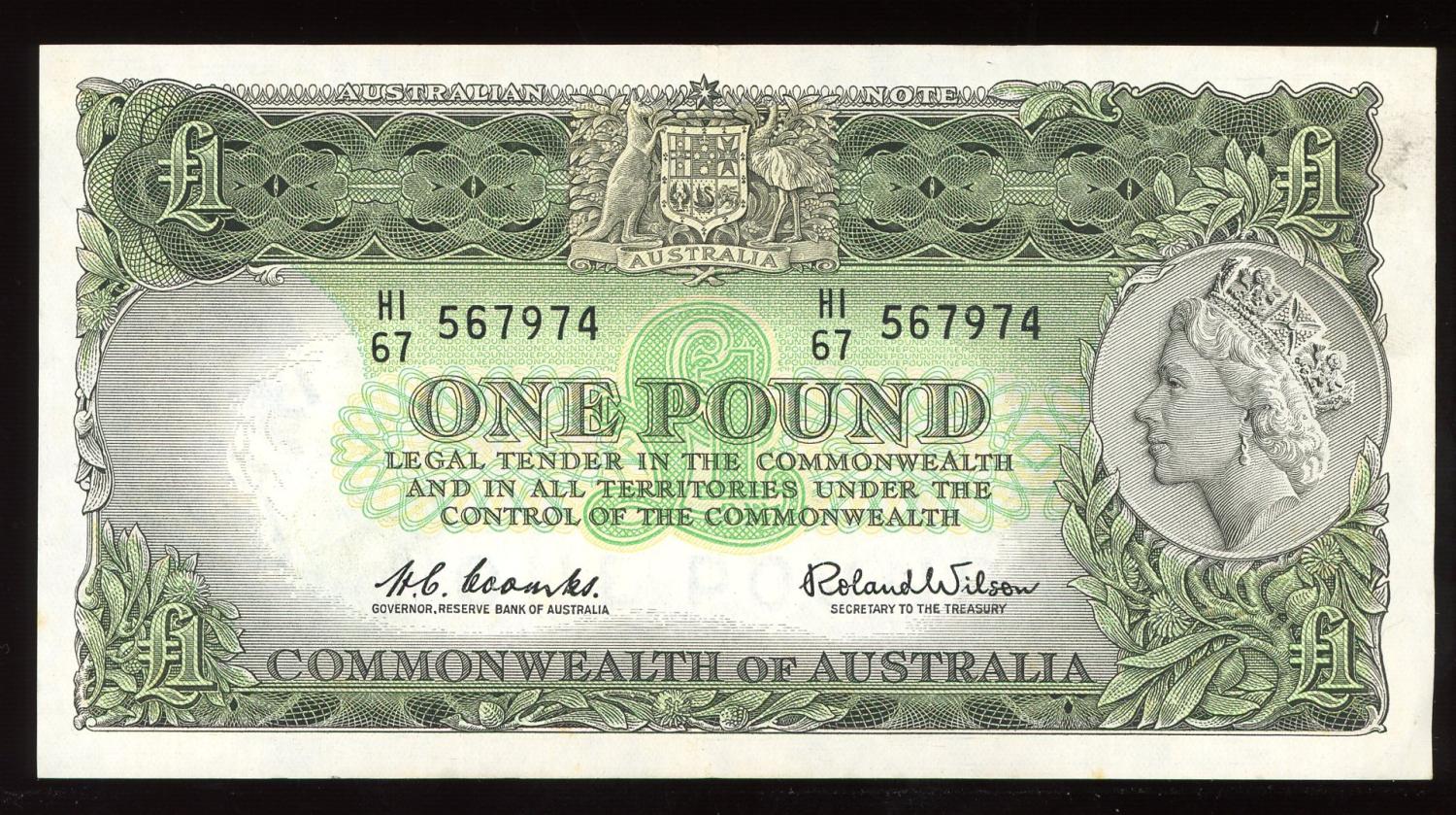 Thumbnail for 1961 One Pound Note Coombs - Wilson HI67 567974 EF