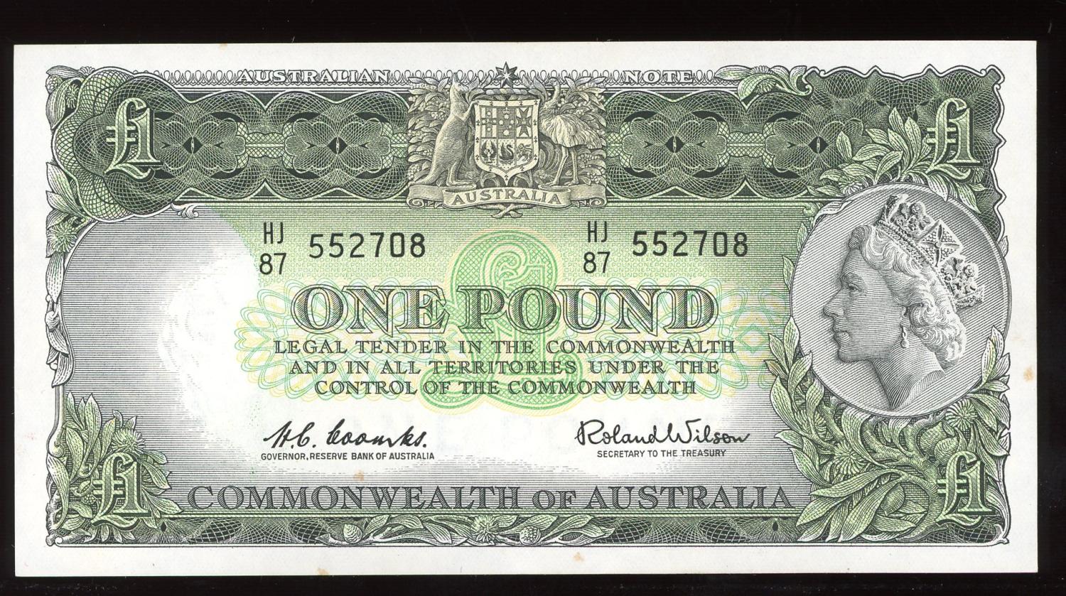 Thumbnail for 1961 One Pound Note Coombs - Wilson HJ87 552708 EF
