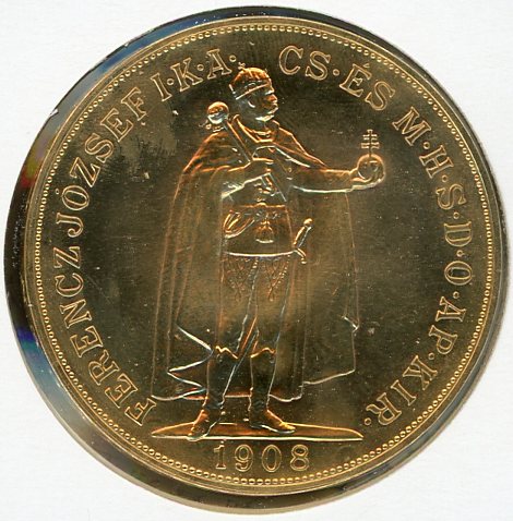 Thumbnail for 1908 Hungary 100 Korona Gold Coin